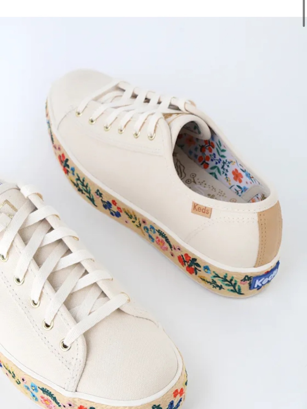Keds x Rifle Paper Co. Triple Kick Platform Embroidered Espadrille Sneakers